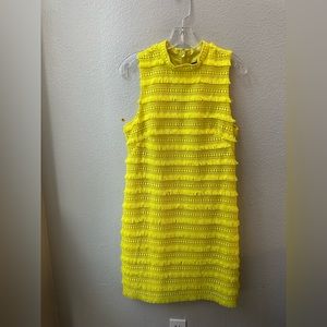 J.CREW yellow fringe textured sleeveless a-line mini dress womens 6